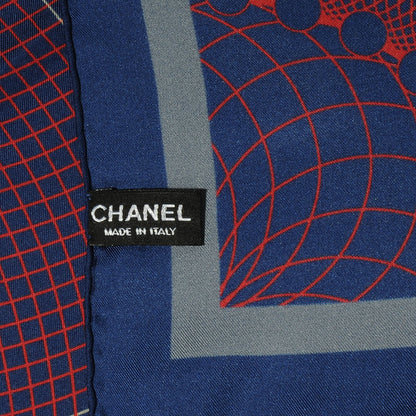Chanel Silk Spiro Scarf Blue Red 4 of 5