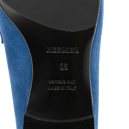 Hermes Suede Goatskin Paris Loafers 38 Bleu Bleuet 6 of 8