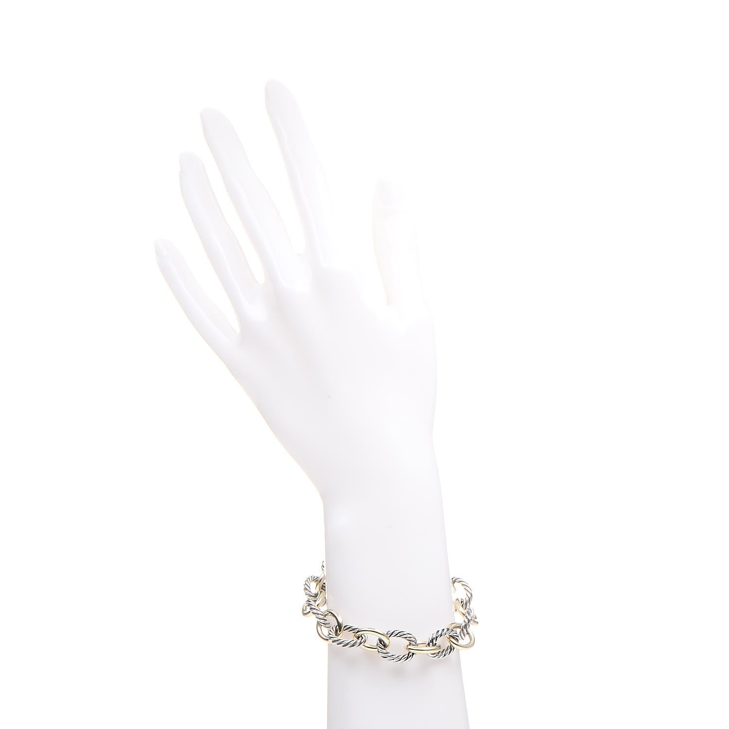 David Yurman Sterling Silver 18K Yellow Gold 12mm Large Oval Link Bracelet 2 of 4