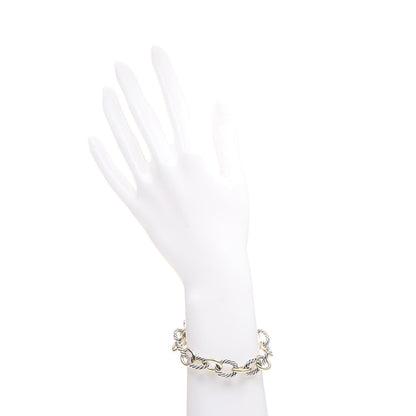 David Yurman Sterling Silver 18K Yellow Gold 12mm Large Oval Link Bracelet 2 of 4