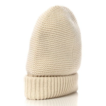 Hermes Cashmere Knit Boston Beanie Hat M Blanc Casse 2 of 10