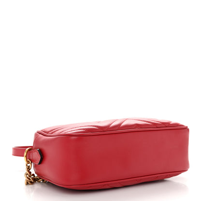 Gucci Calfskin Matelasse Small GG Marmont Chain Shoulder Bag Hibiscus Red 4 of 10