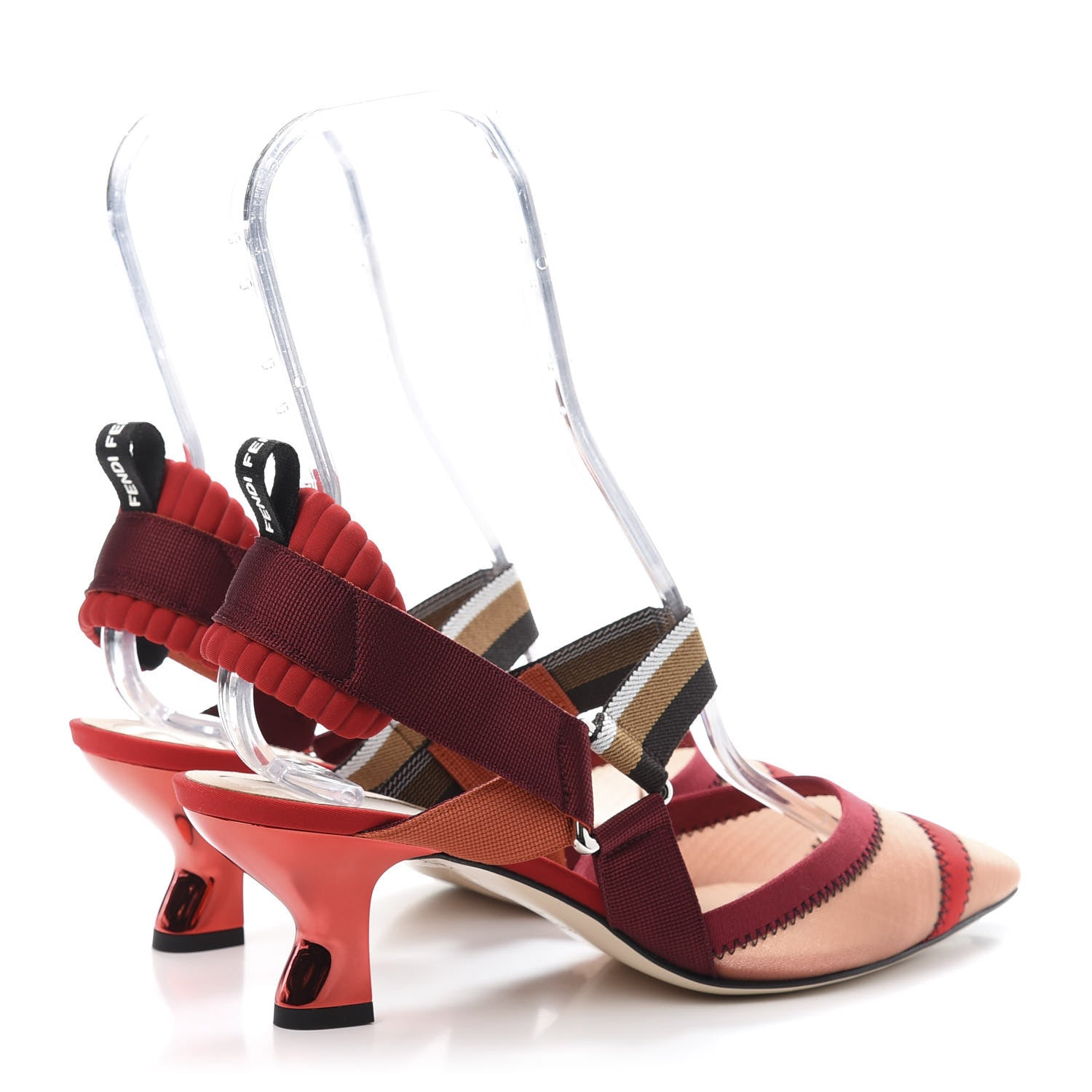 Fendi Technical Mesh Colibri 55mm Slingback Pumps 39.5 Fragola Mou Fango Ruggine 4 of 9