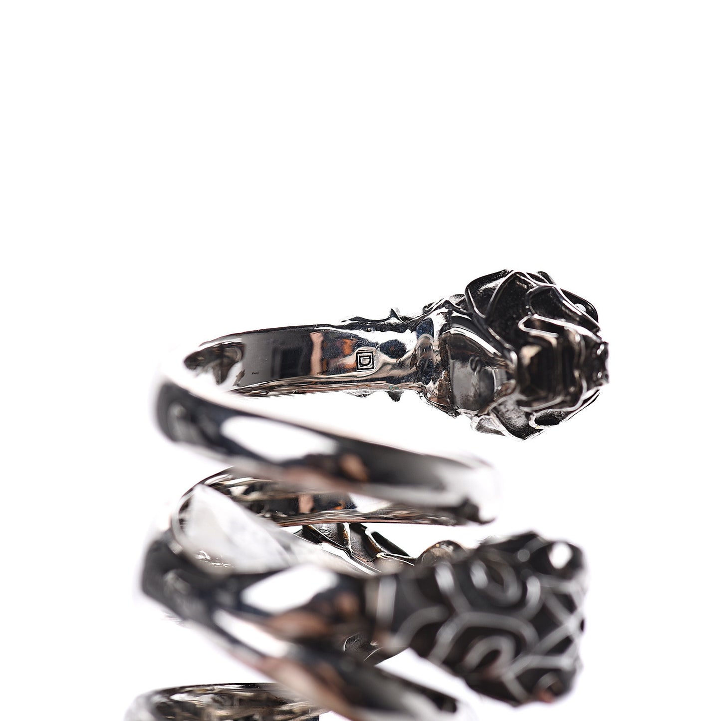 Pearl Tiger Heads Double Wrap Ring 6.5 Silver