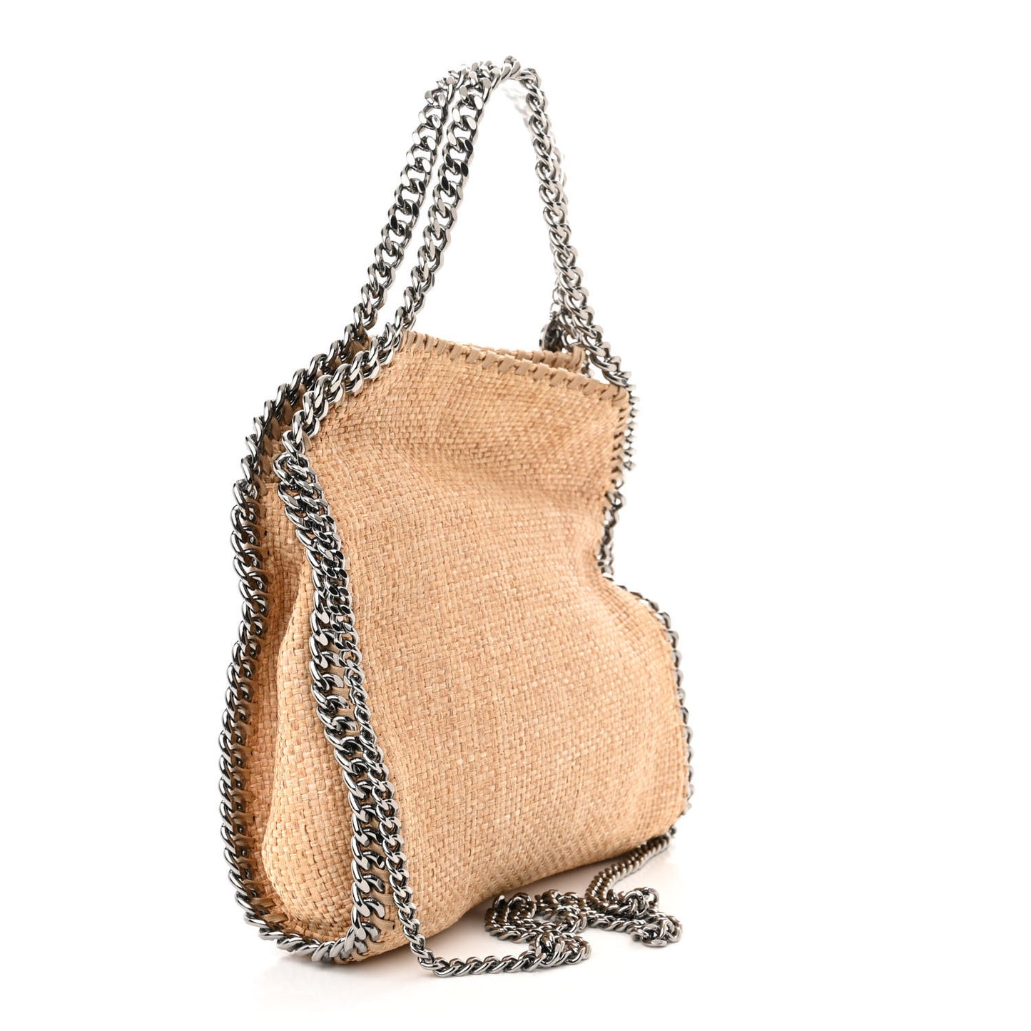 Raffia Mini Falabella Fold Over Tote Natural