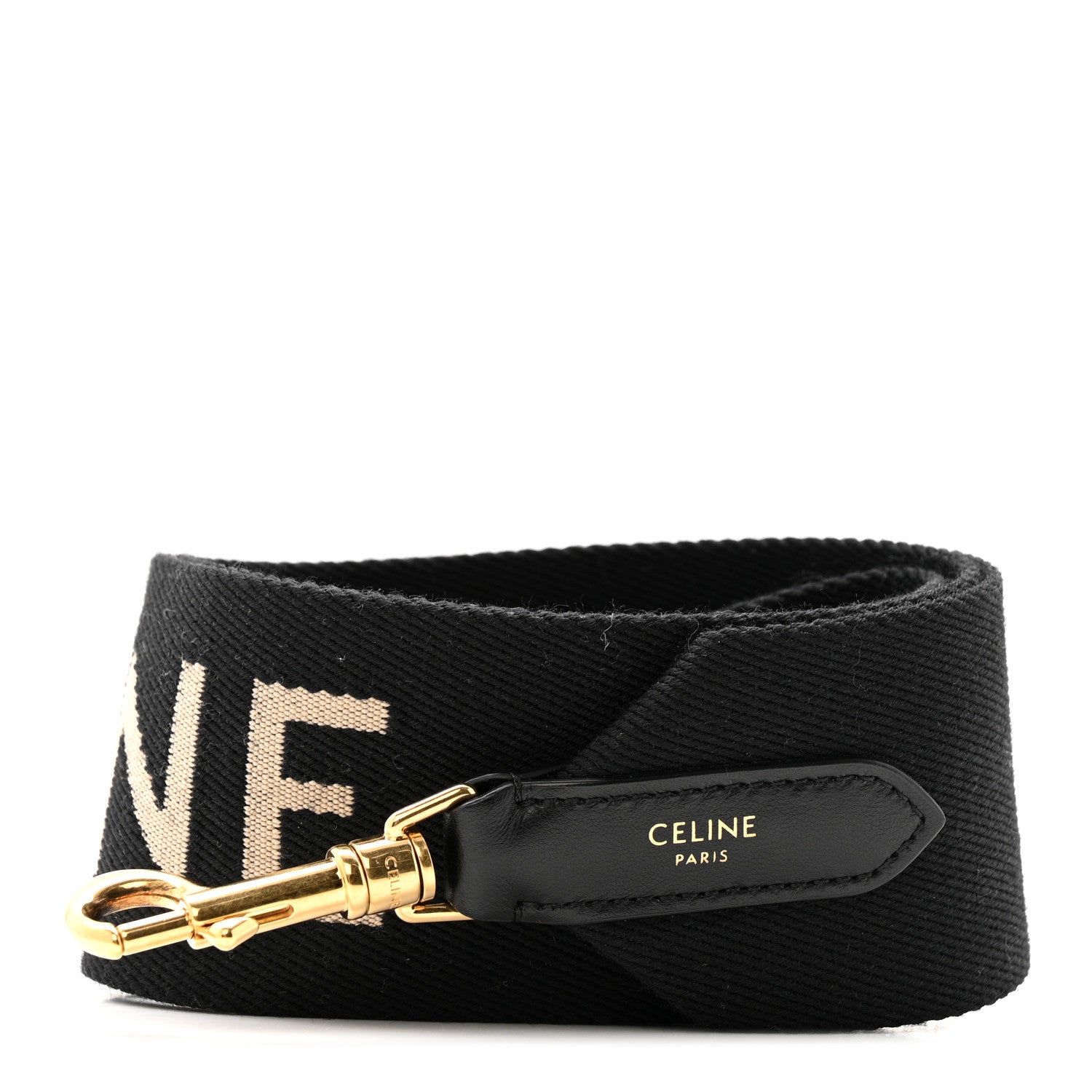Celine Jacquard Wool Logo Short Strap Black Beige 1817754