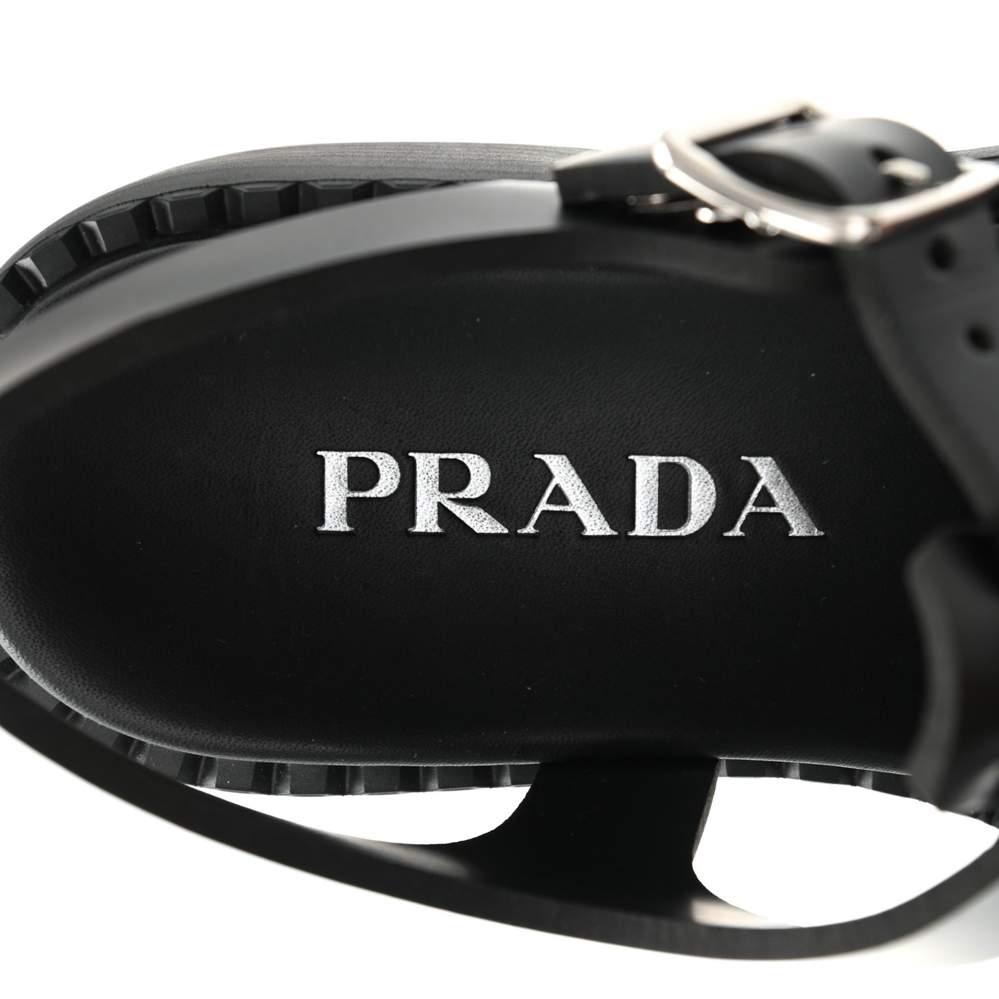 Foam Rubber Metal Triangle Logo 50mm Cage Sandals 39 Black