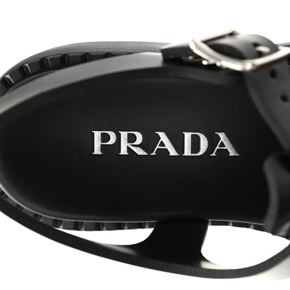 Prada Foam Rubber Metal Triangle Logo 50mm Cage Sandals 39 Black 6 of 8