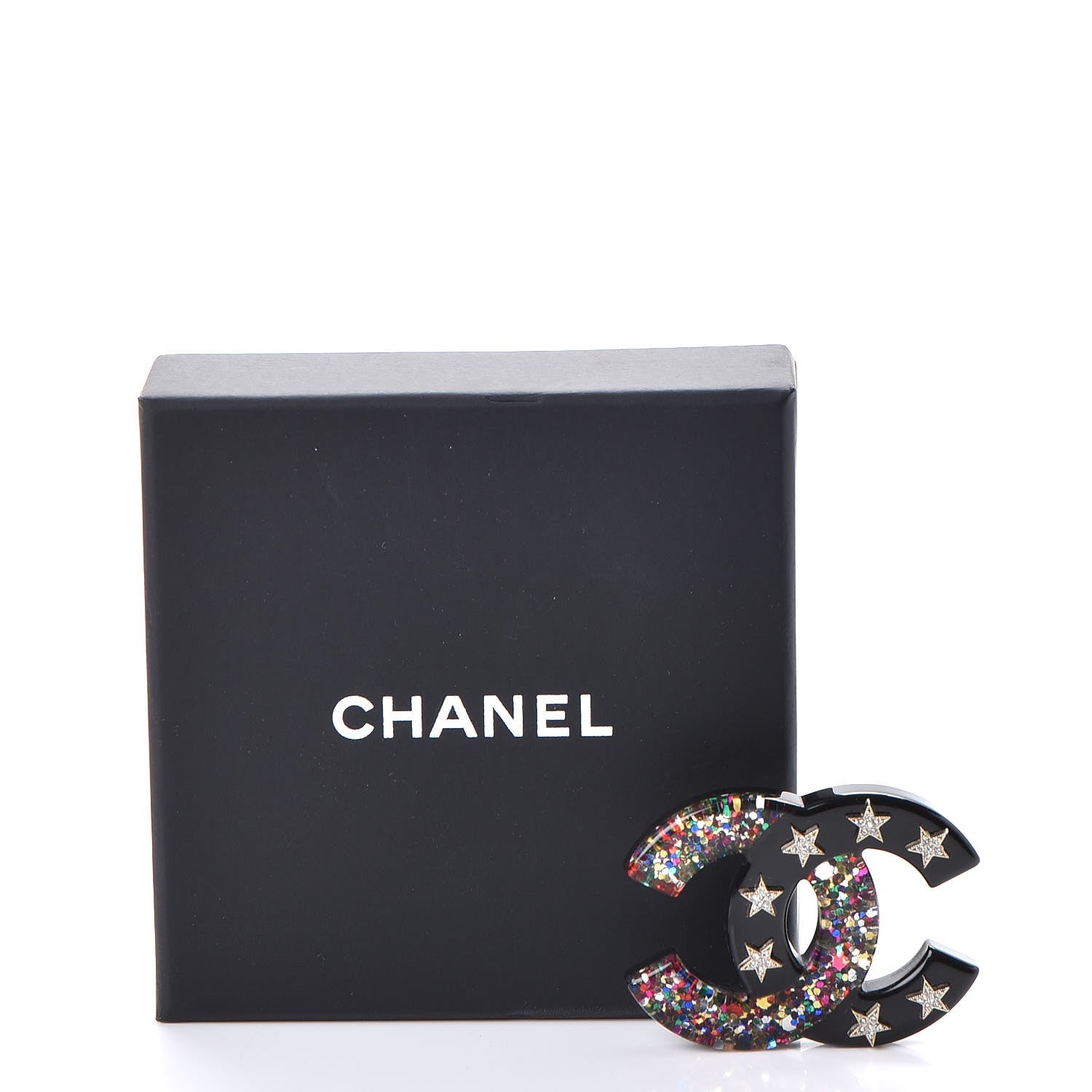 Chanel Resin Glitter Crystal CC Star Brooch Multicolor 5 of 5