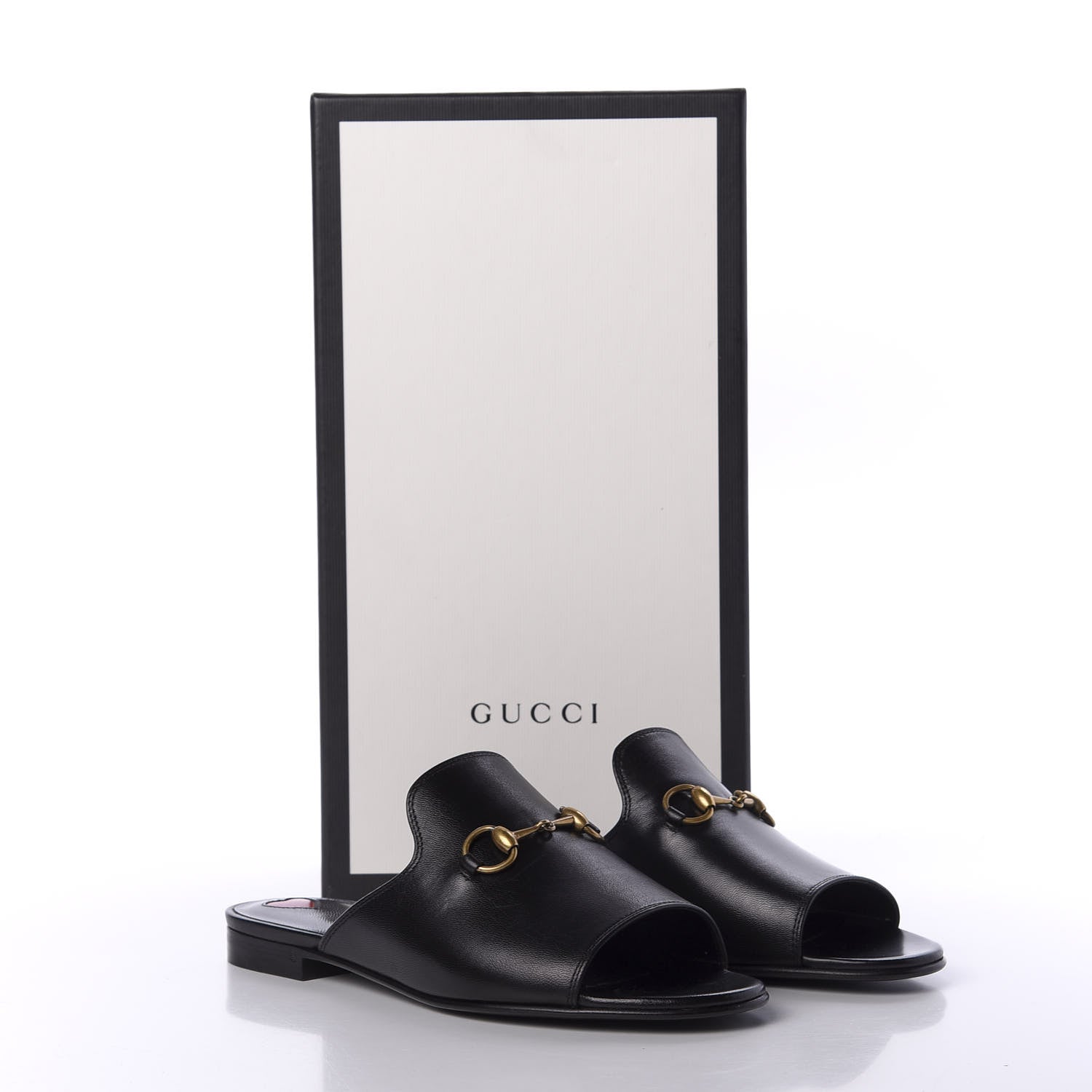 Gucci Malaga Kid Horsebit Slide Sandals 35 Black 10 of 10
