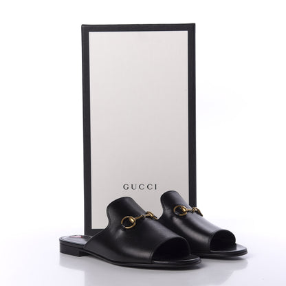 Gucci Malaga Kid Horsebit Slide Sandals 35 Black 10 of 10