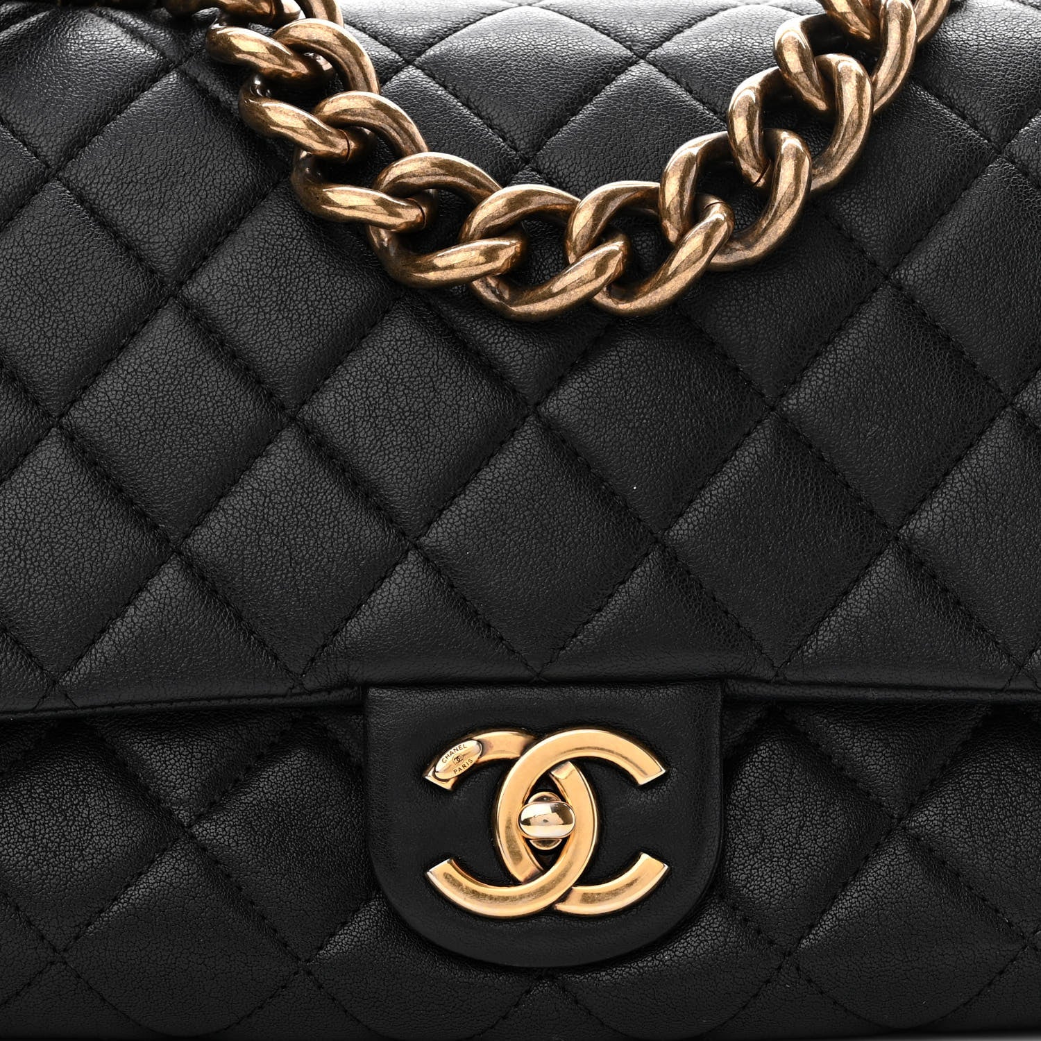 Chanel Shiny Sheepskin Quilted Large Trapezio Flap Black 8 of 10