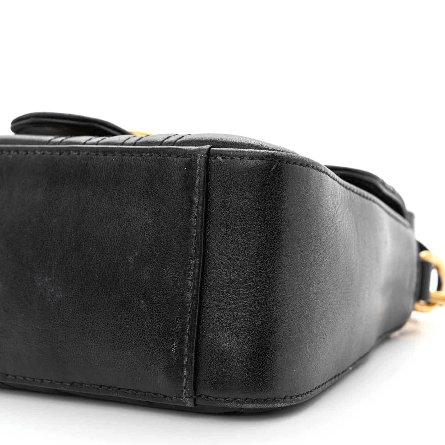 Calfskin Matelasse Mini GG Marmont Top Handle Shoulder Bag Black