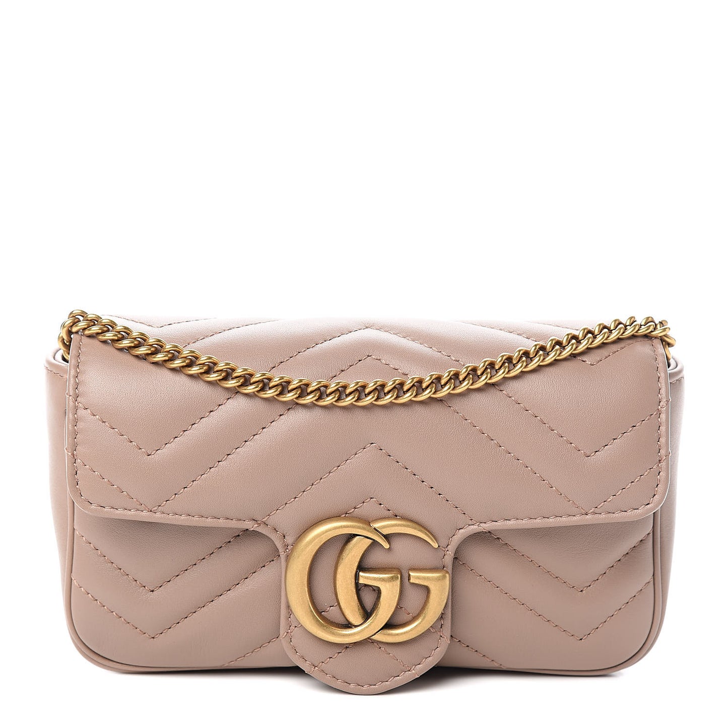 Calfskin Matelasse Super Mini GG Marmont Shoulder Bag Porcelain Rose