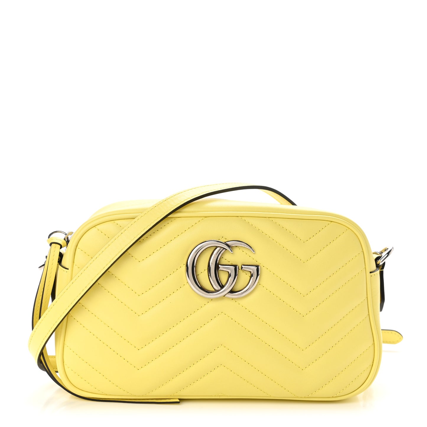 Calfskin Matelasse Small GG Marmont Chain Shoulder Bag Banana