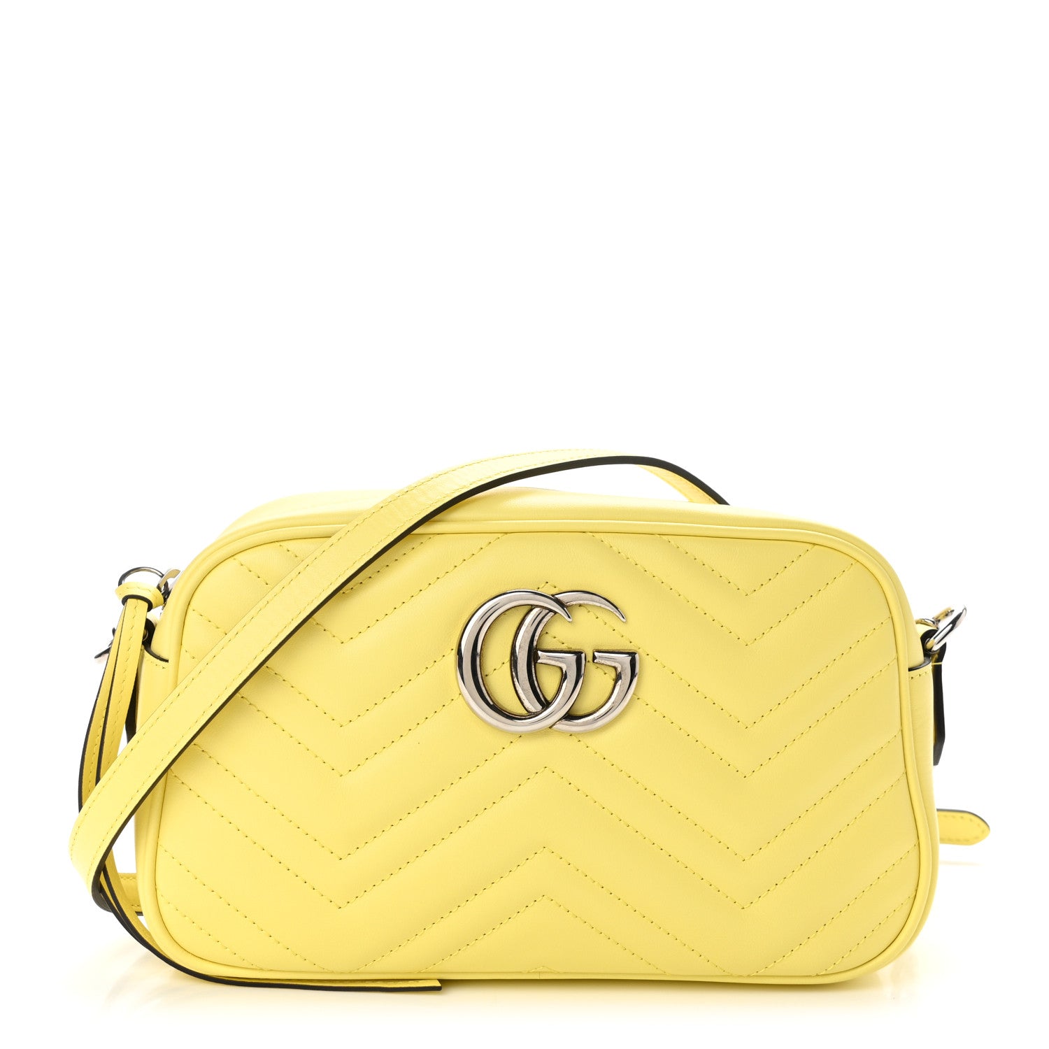 Gucci Calfskin Matelasse Small GG Marmont Chain Shoulder Bag Banana 1 of 10