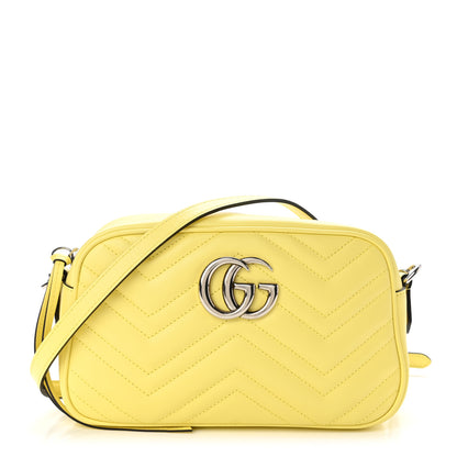 Gucci Calfskin Matelasse Small GG Marmont Chain Shoulder Bag Banana 1 of 10