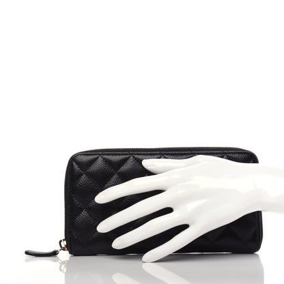 Chanel Caviar Quilted Large Gusset Zip Around Wallet Black 2 of 9