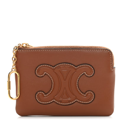 Celine Smooth Calfskin Cuir Triomphe Coin and Card Pouch With Hook Tan 1 of 11