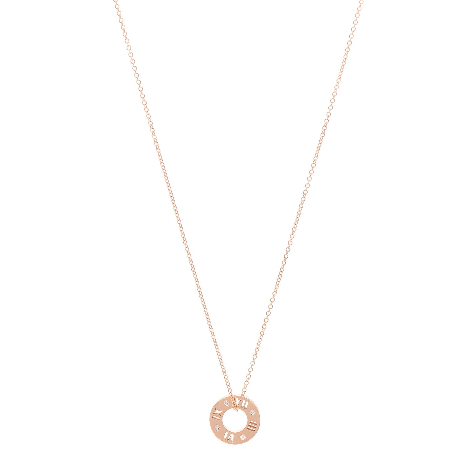 Tiffany 18K Rose Gold Diamond Atlas Pierced Pendant Necklace 1 of 6