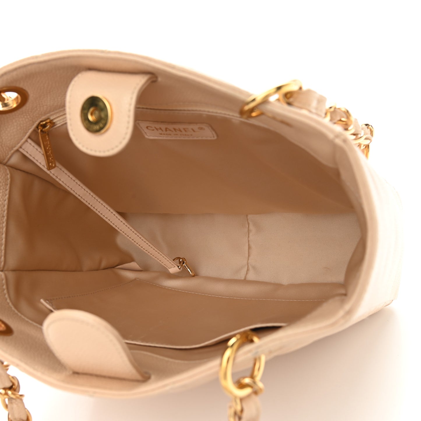 Caviar Quilted Petit Shopping Tote PST Beige Clair