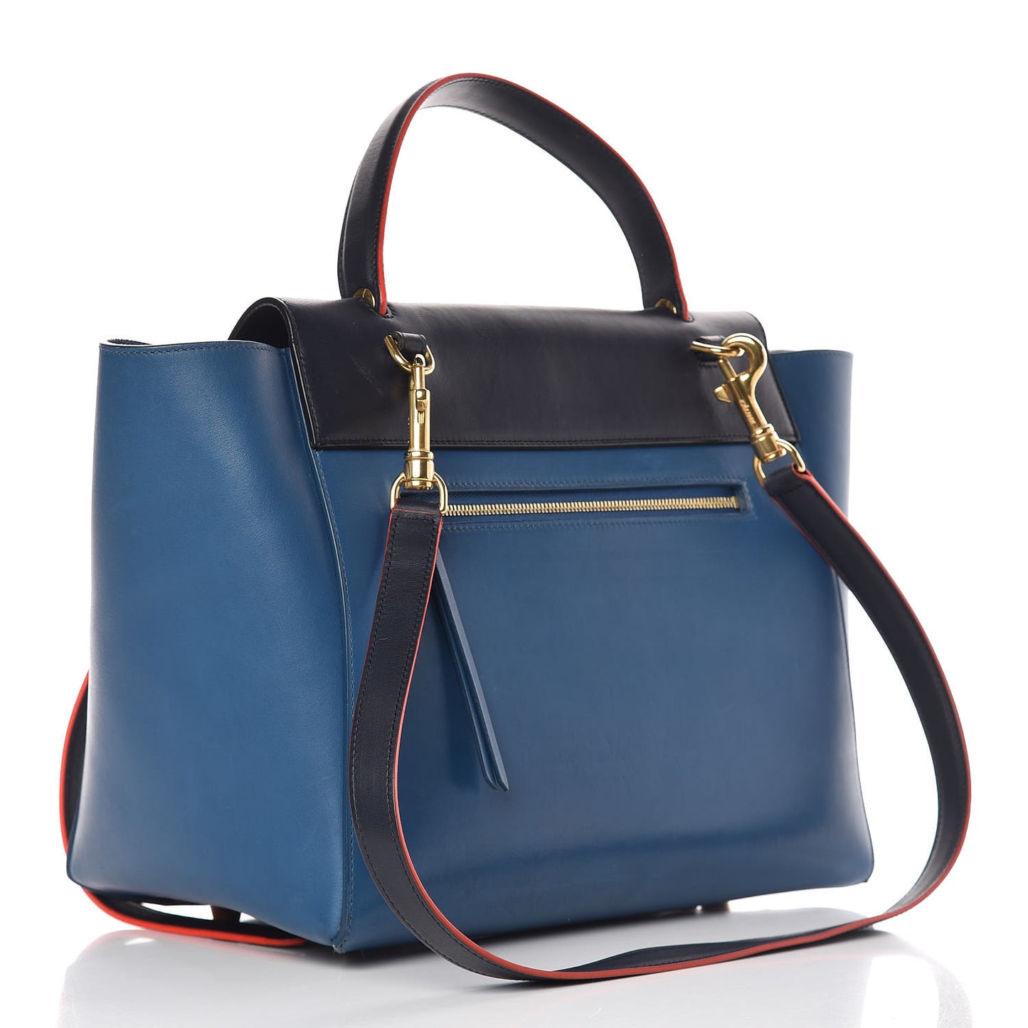 Calfskin Mini Tri-Color Belt Bag Navy Blue