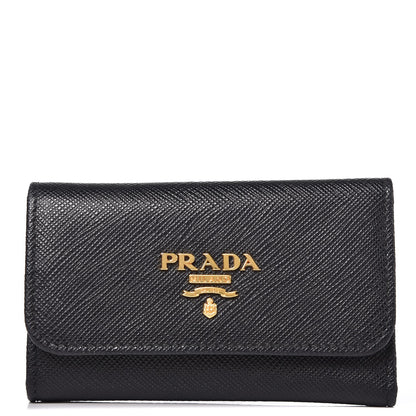 Prada Saffiano Metal 6 Key Holder Black 1 of 6
