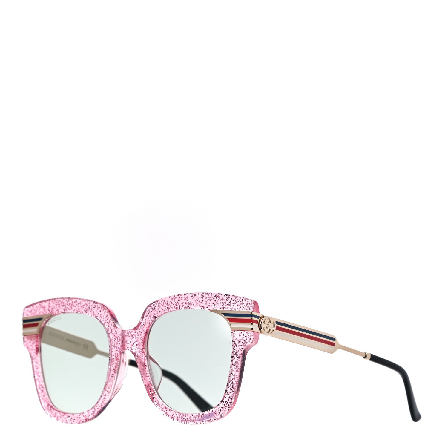 Gucci Acetate Square Frame Web Glitter GG0281S Sunglasses Pink 1 of 7