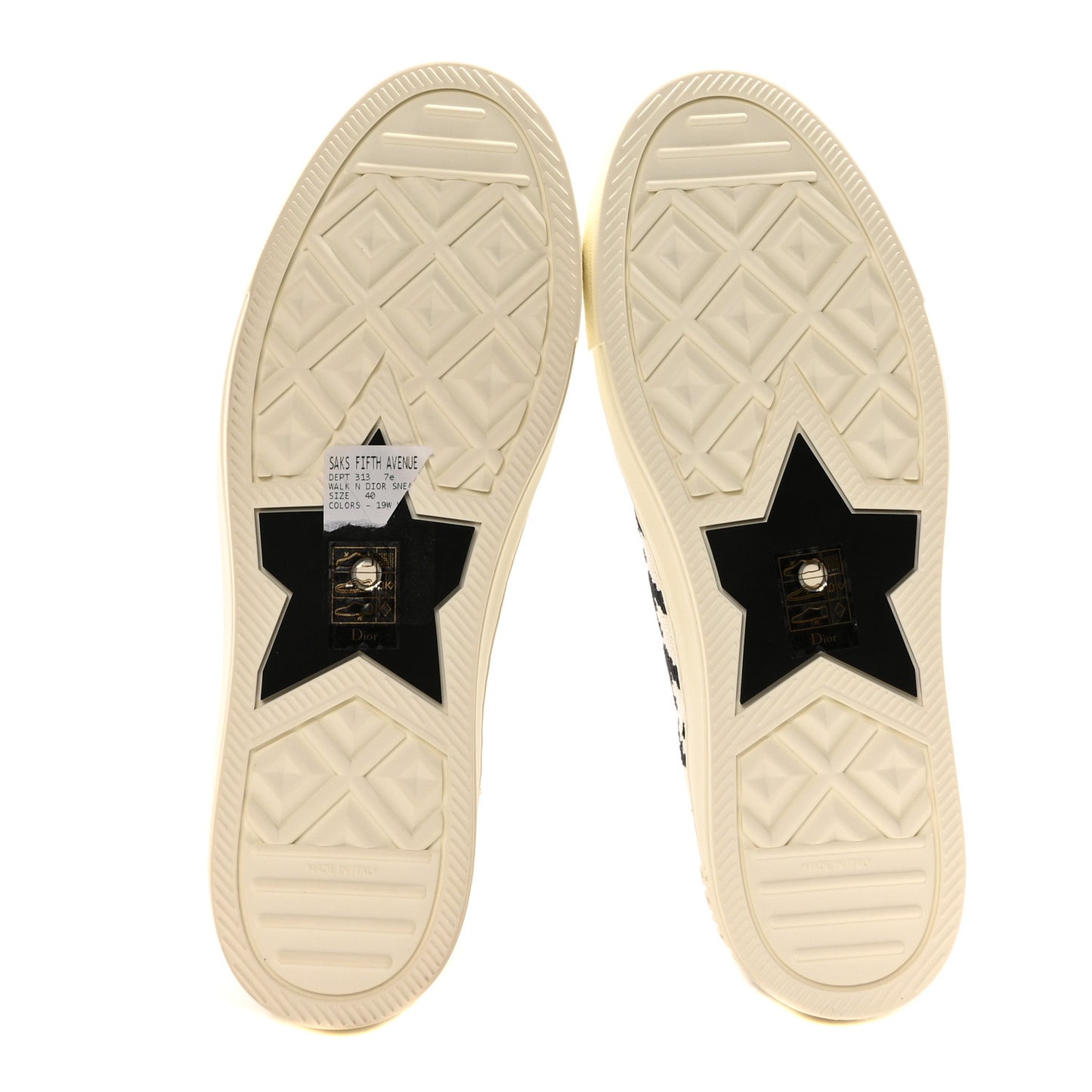 Canvas Macro Houndstooth Embroidered Womens Walk'N'Dior Low Top Sneakers 40 White Black