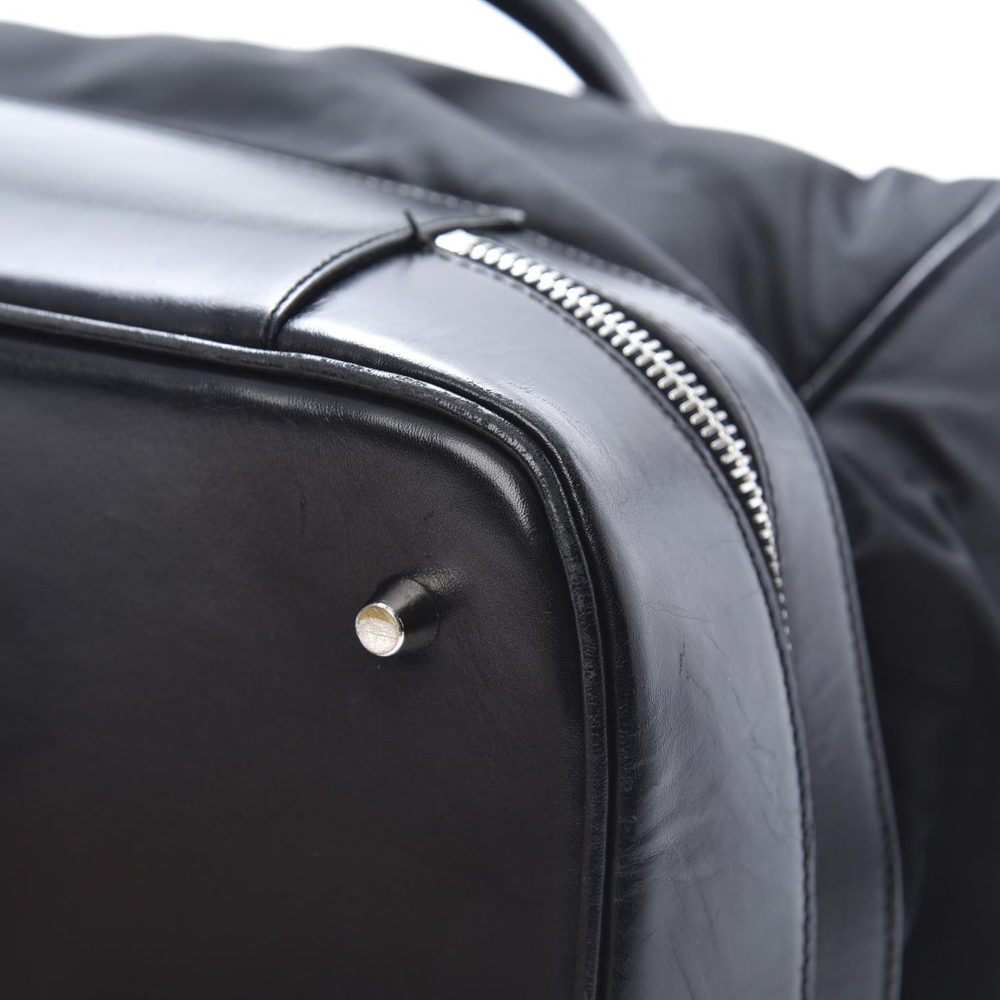 Tessuto Nylon Soft Calf Zip Around Satchel Black