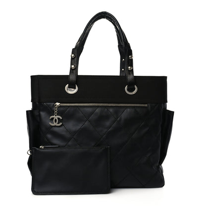 Chanel Coated Canvas Quilted Large Paris Biarritz Tote Black 1 of 11