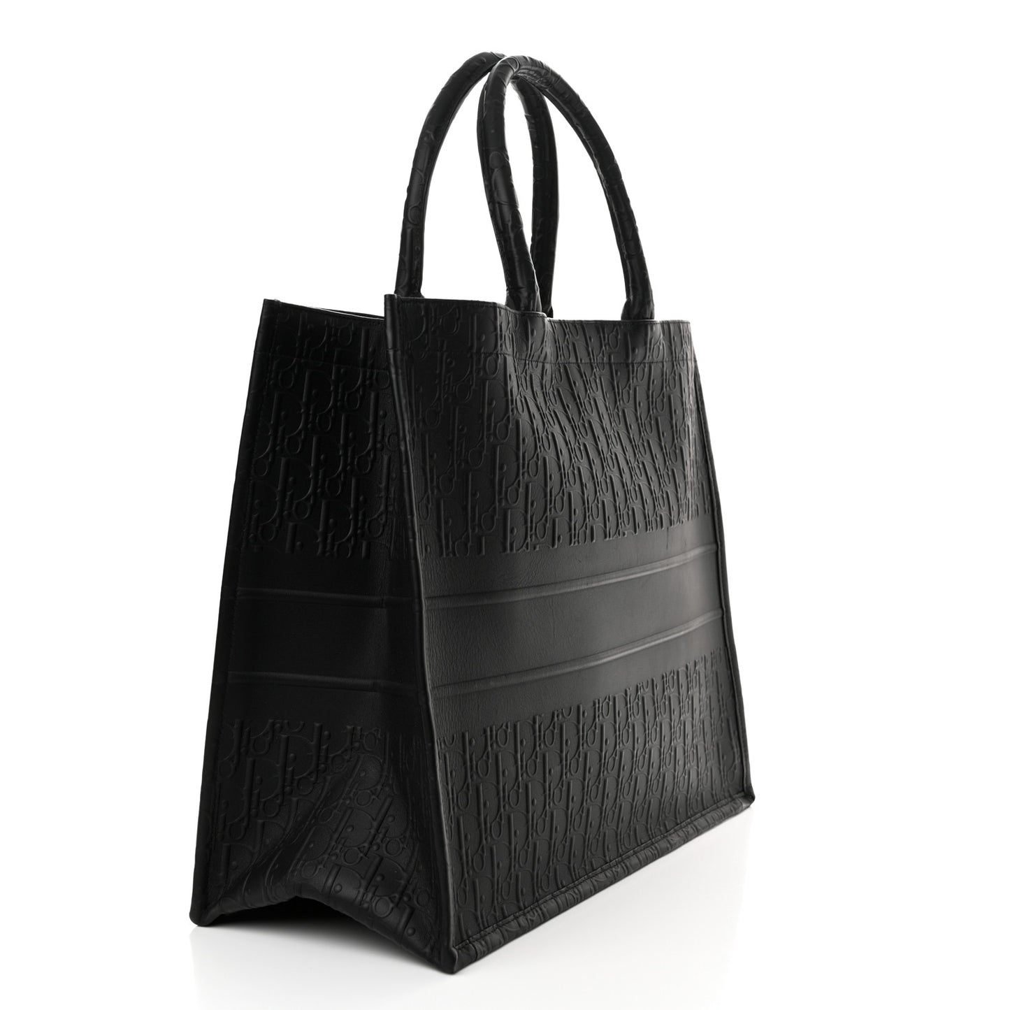 Oblique Calfskin Embossed Large Book Tote Black