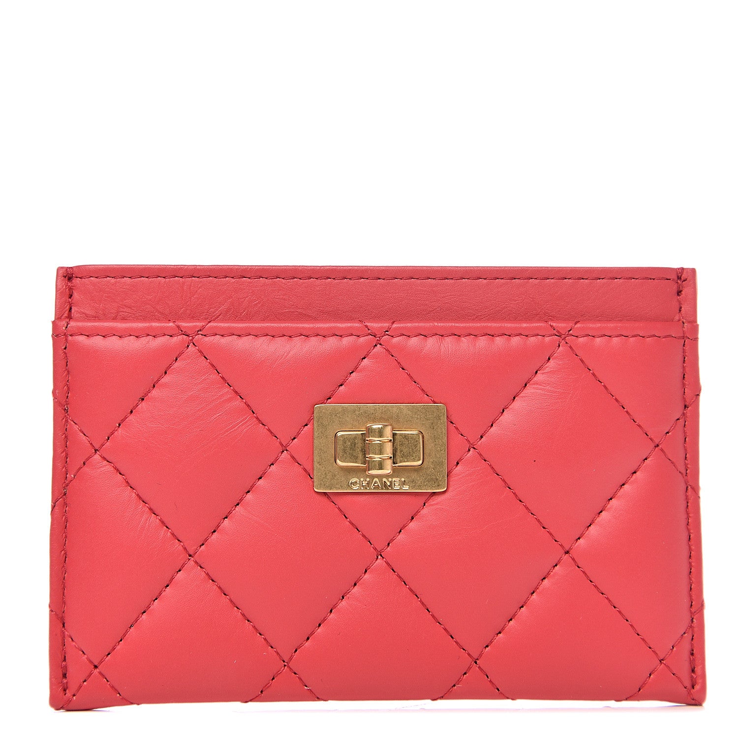 Chanel Aged Calfskin Quilted Reissue Card Holder Red 1 of 8