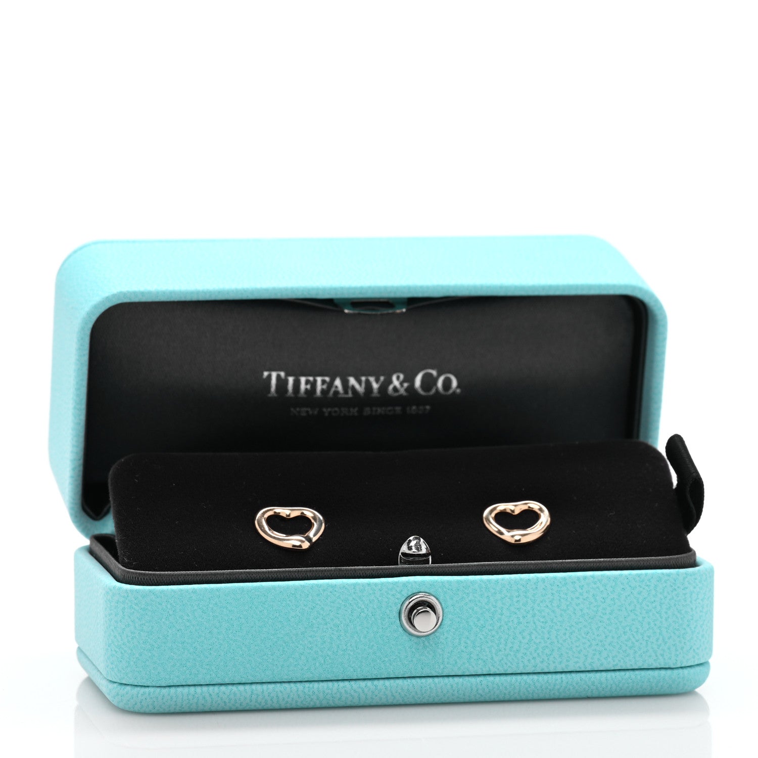 Tiffany 18K Rose Gold 11mm Elsa Peretti Open Heart Earrings 5 of 5