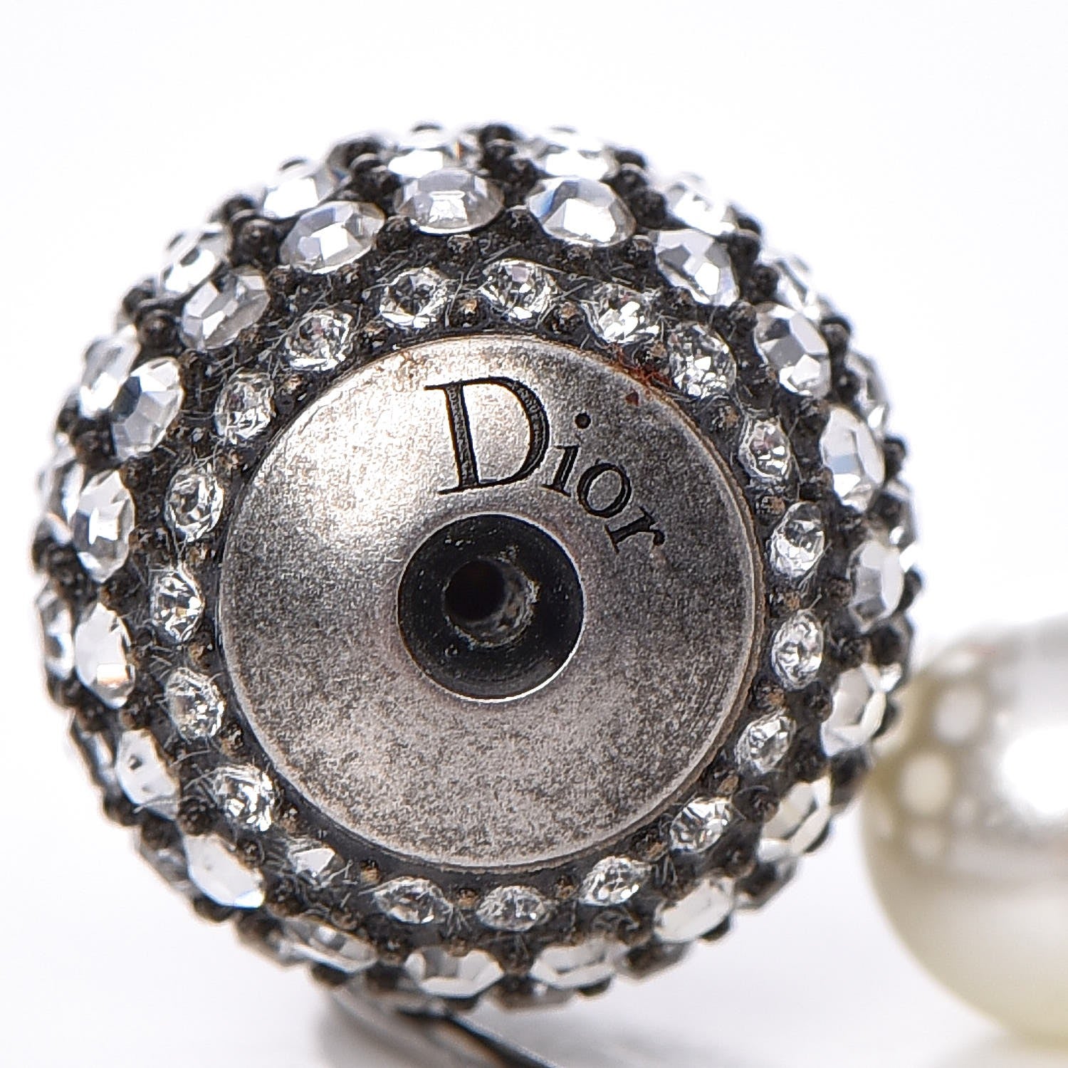 Christian Dior Crystal Pearl Dior Tribales Drop Earrings Silver 3 of 4