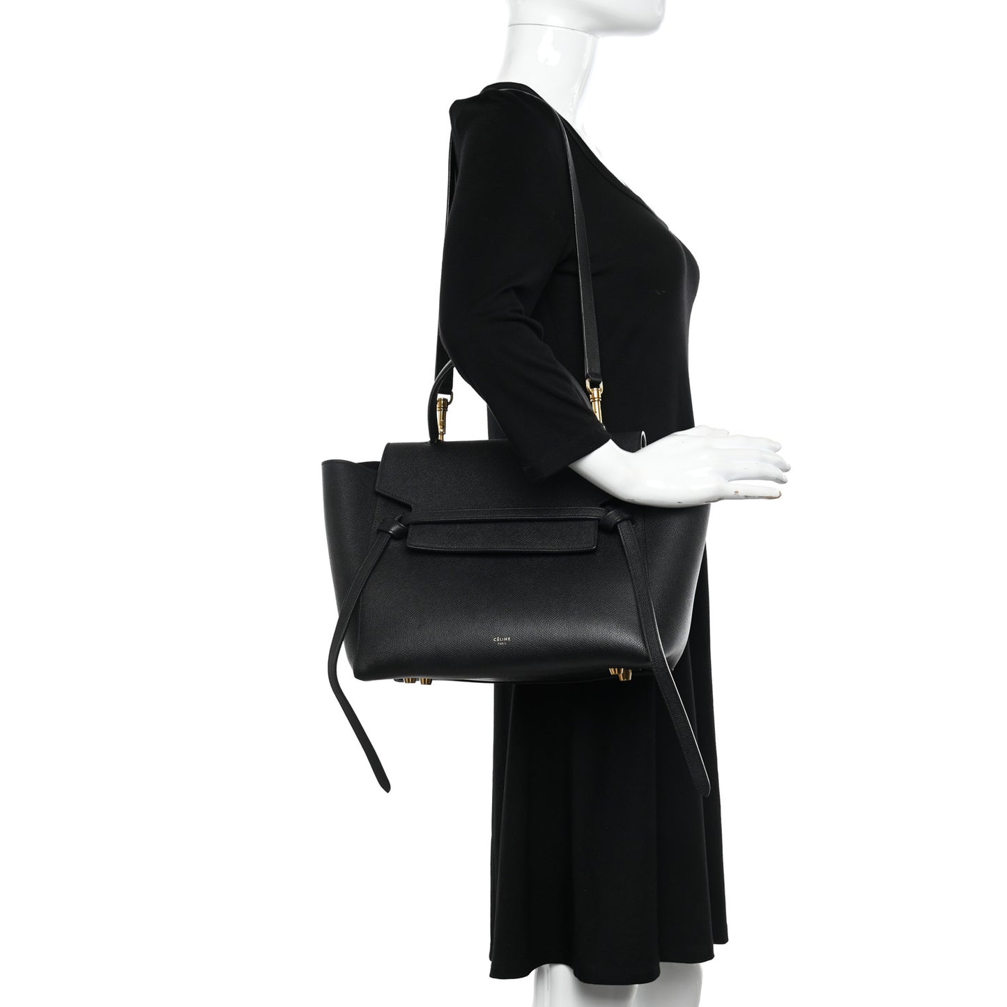 Grained Calfskin Mini Belt Bag Black