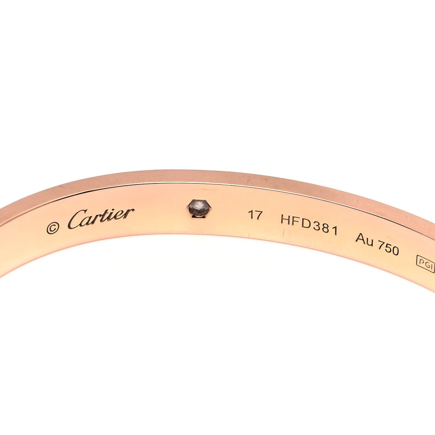18K Pink Gold 4 Diamond LOVE Bracelet 17