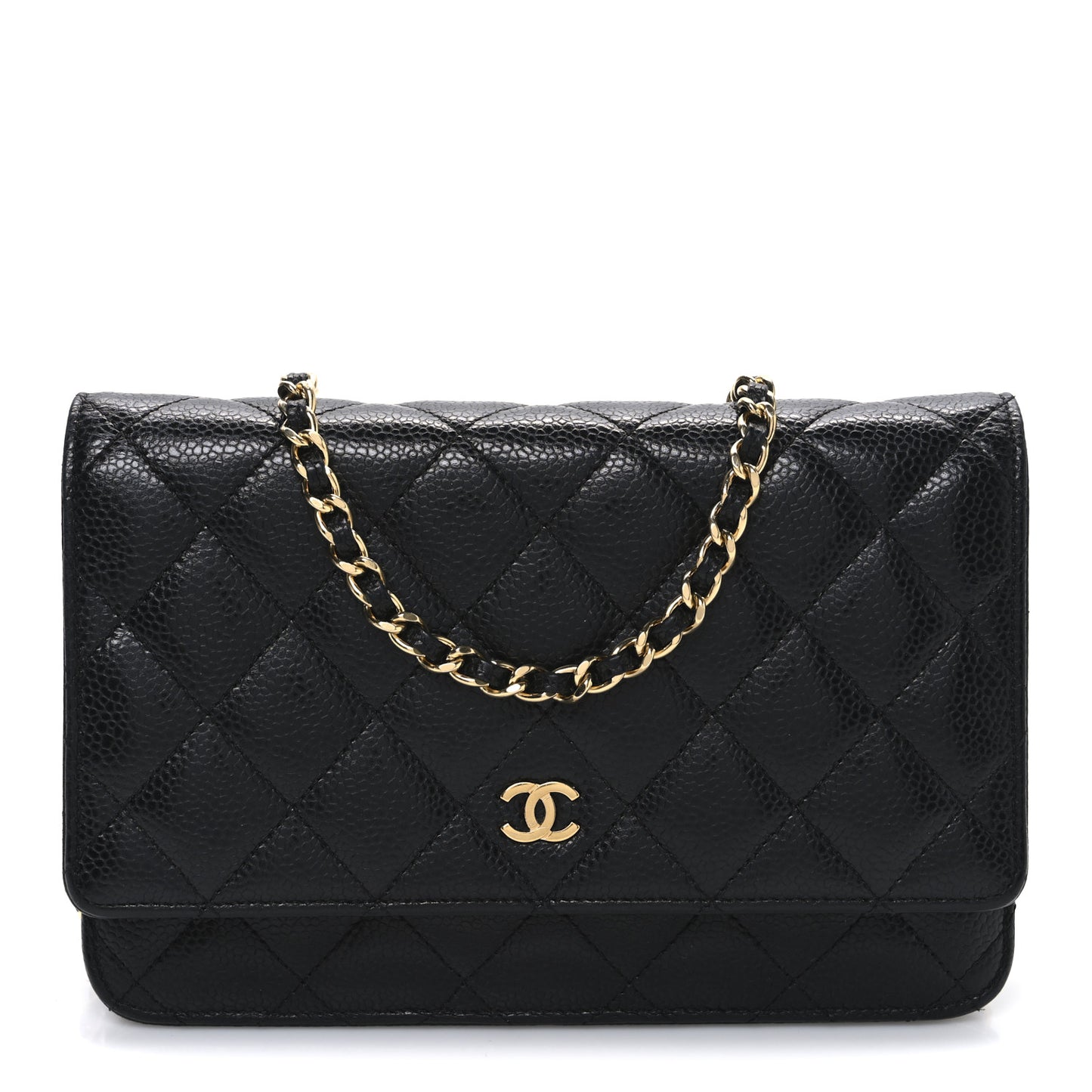 Caviar Quilted Wallet on Chain WOC Black