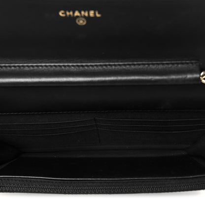 Chanel Calfskin Chevron Boy Wallet On Chain WOC Black 5 of 11