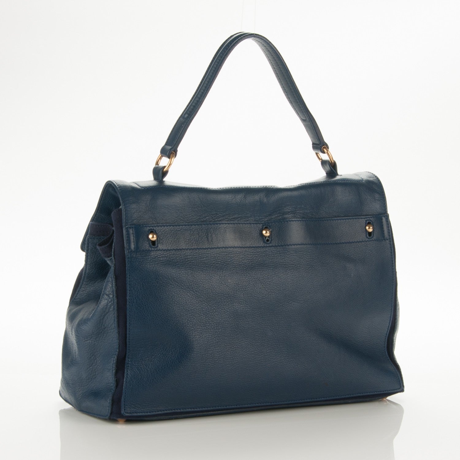 Saint Laurent Calfskin Canvas Large Muse Two Navy 3 of 8
