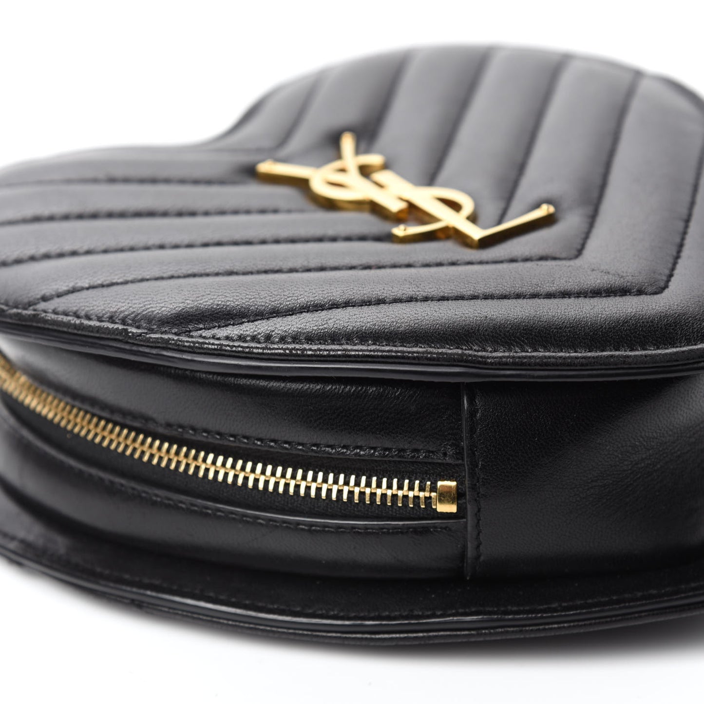 Lambskin Matelasse Chevron Monogram Small Love Heart Chain Bag Black