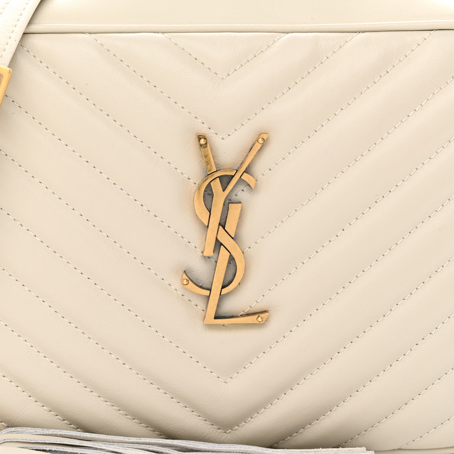Saint Laurent Calfskin Matelasse Monogram Lou Camera Bag Crema Soft 8 of 10