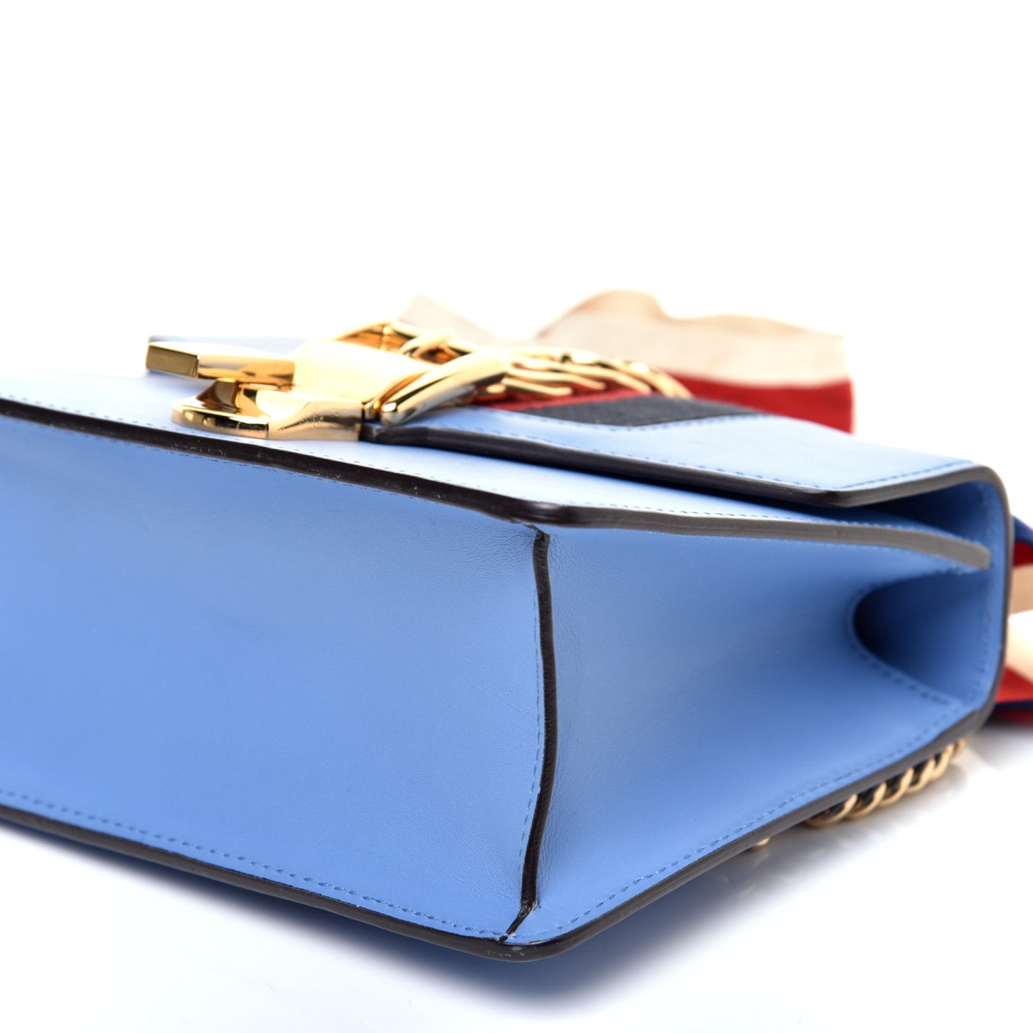 Gucci Calfskin Mini Sylvie Chain Shoulder Bag Clear Sky Blue 7 of 10