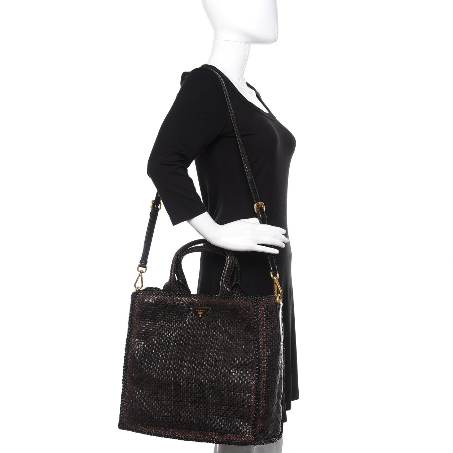 Goatskin Woven Large Tote Moro Black
