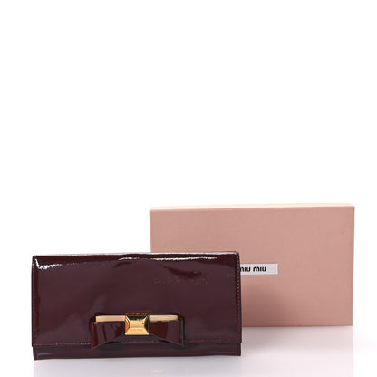 Miu Miu Patent Bow Flap Wallet Amarena 7 of 7