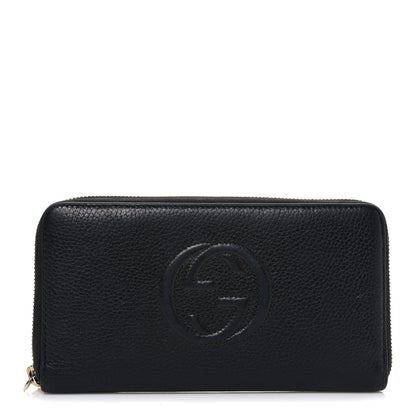 Gucci Pebbled Calfskin Soho Zip Around Wallet Black 1 of 7