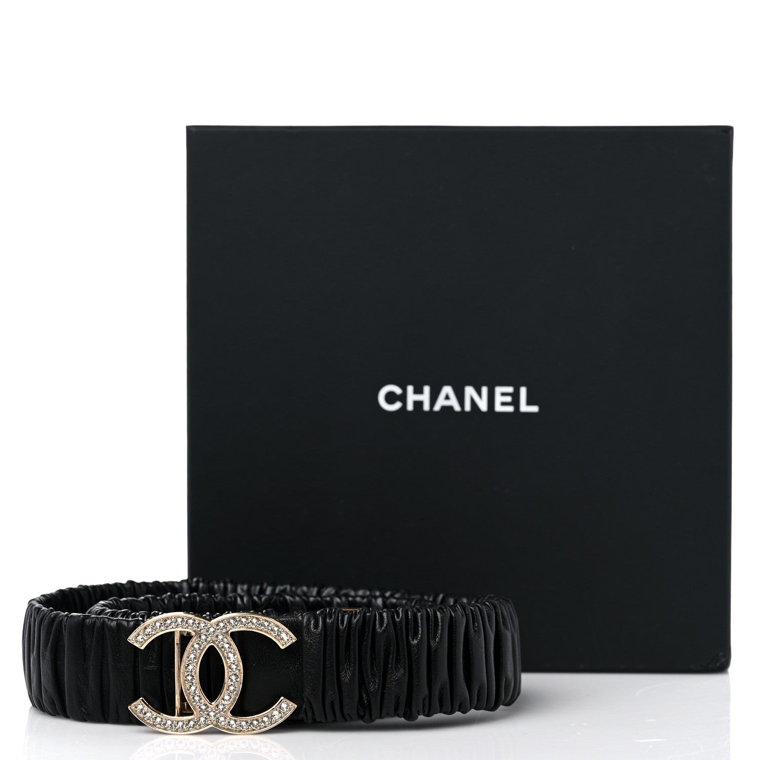Chanel Lambskin Crystal CC Belt 80 32 Black 4 of 4