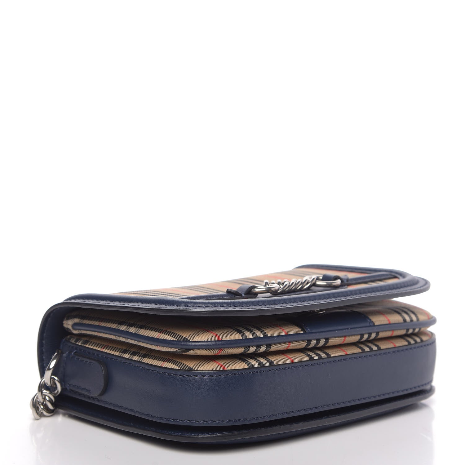 Burberry Smooth Calfskin 1983 Knight Check Link Shoulder Bag Ink Blue 4 of 8