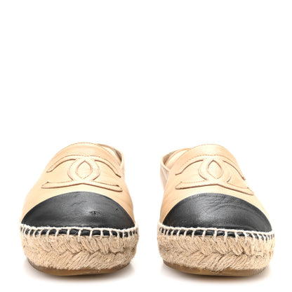 Chanel Lambskin CC Espadrilles 36 Beige Black 3 of 10