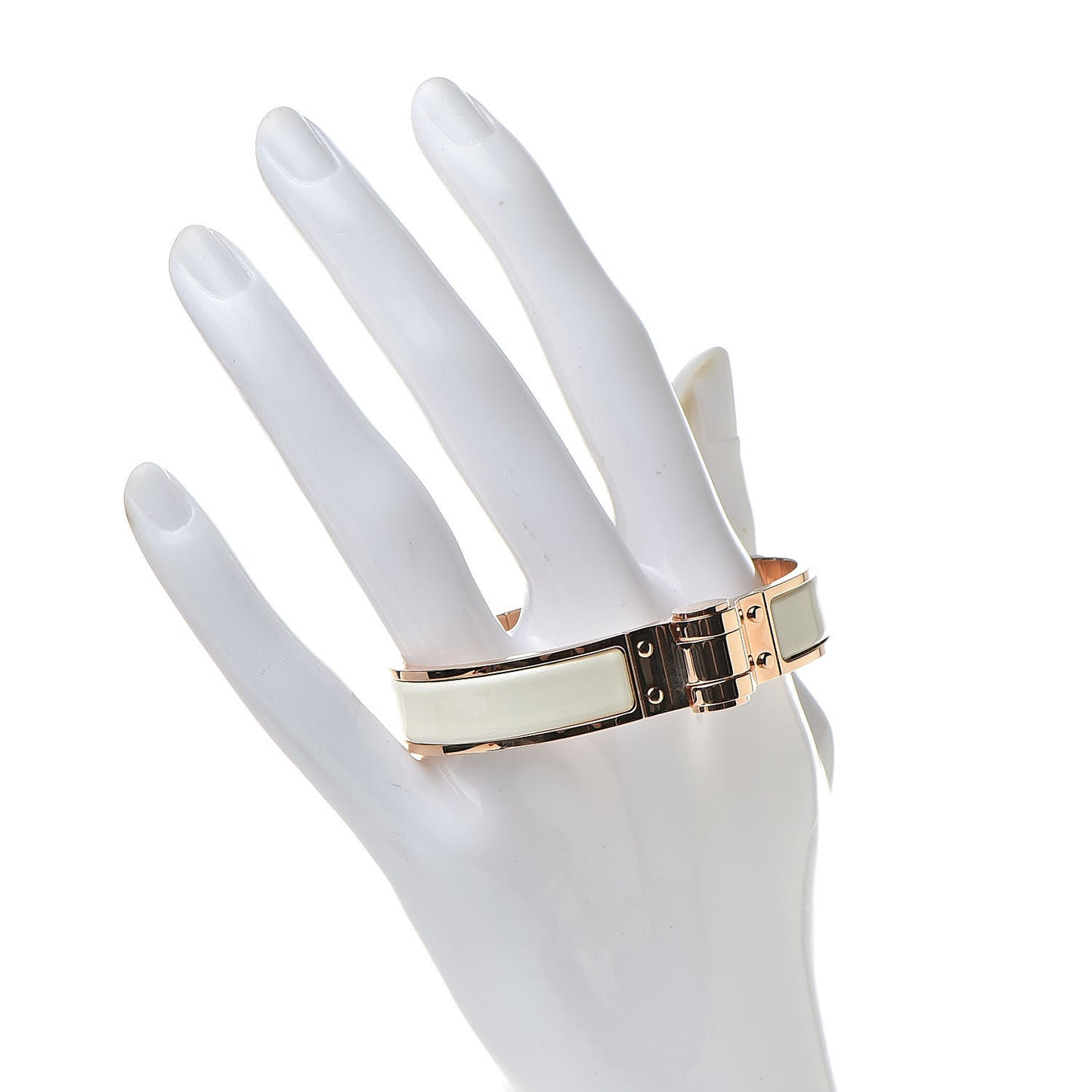 Enamel Charniere Uni Narrow Hinged Bracelet S Pannacotta